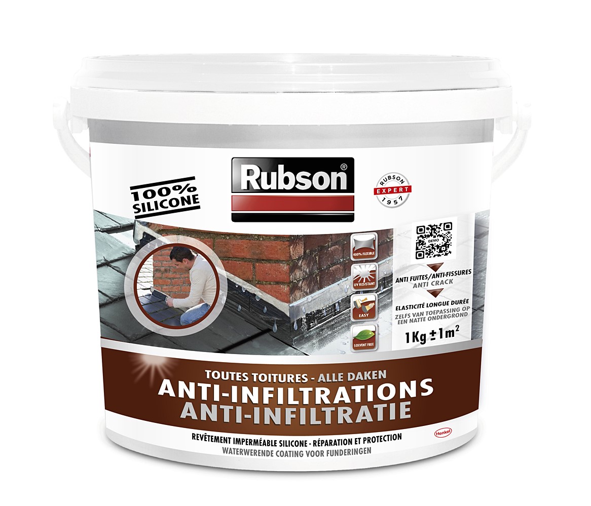 Anti-infiltrations Toutes Toitures 1 kg noir - RUBSON