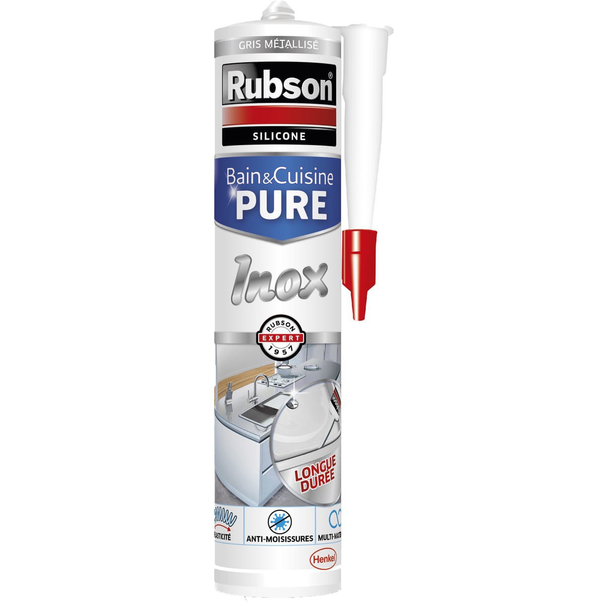 Mastic sanitaire Bain & Cuisine alu inox 280 mL - RUBSON