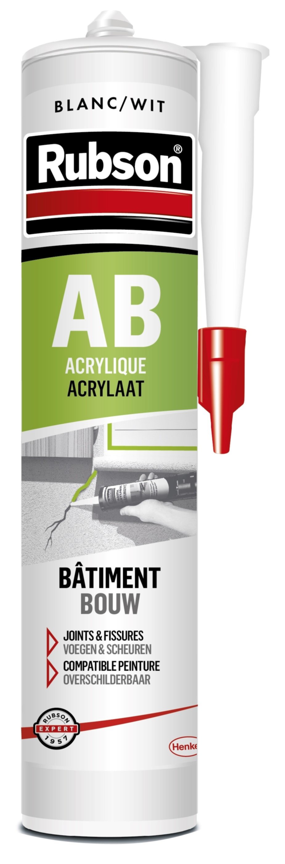 Mastic acrylique bâtiment blanc 280 mL - RUBSON