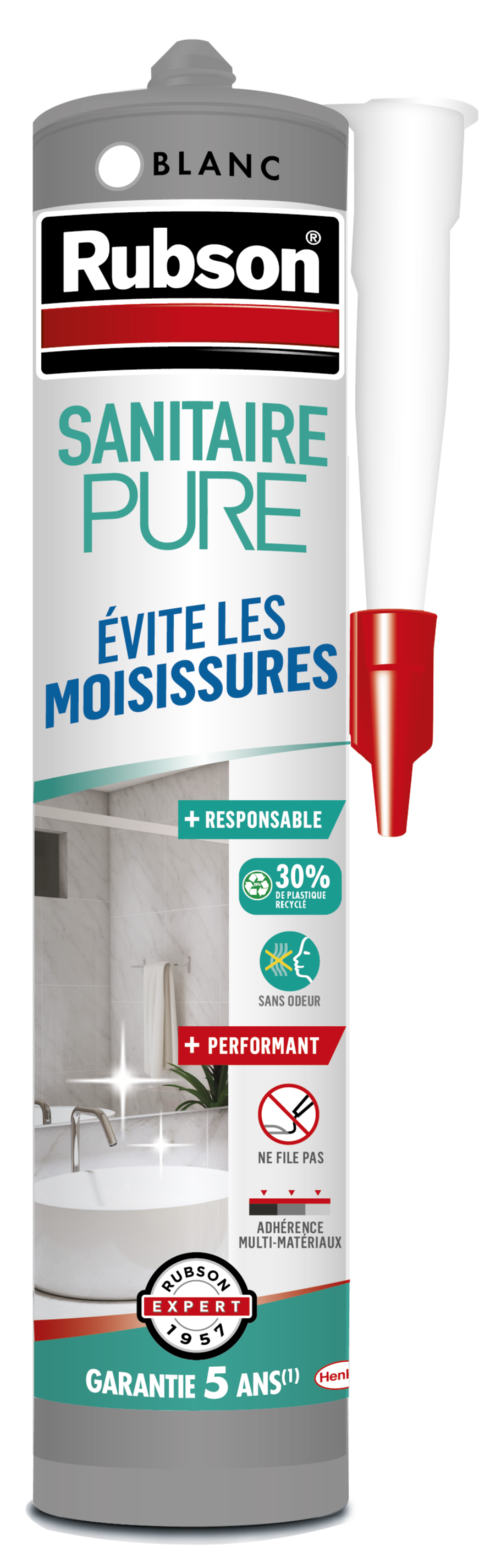 Mastic Pure Sanitaire 280 mL blanc - RUBSON