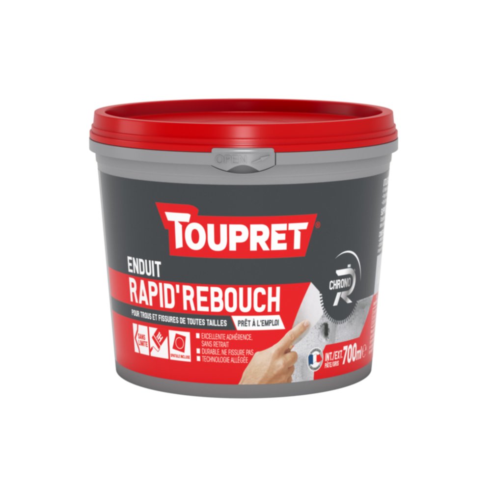 Enduit Rapid' Rebouch poudre 700 mL blanc - TOUPRET