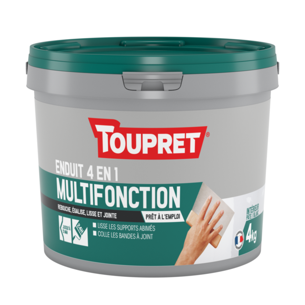 Enduit multifonctions 4 en 1 pâte 4 kg blanc - TOUPRET