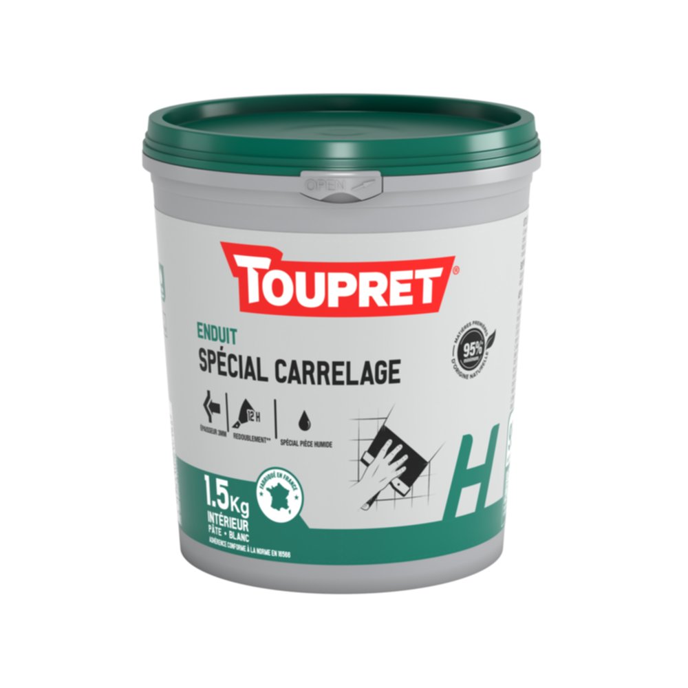 Enduit spécial carrelage pâte 1,5 kg blanc - TOUPRET