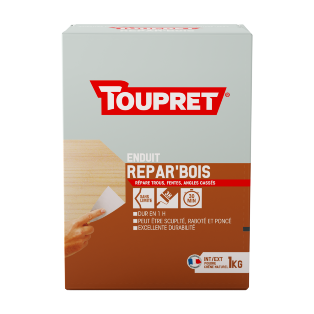 Enduit bois 2 en 1 poudre 1 kg chène naturel - TOUPRET