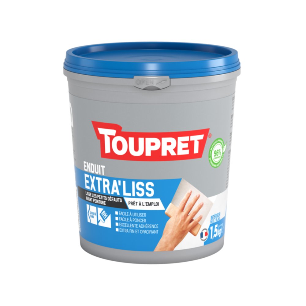 Enduit Extra' Liss pâte 1,5 kg blanc - TOUPRET