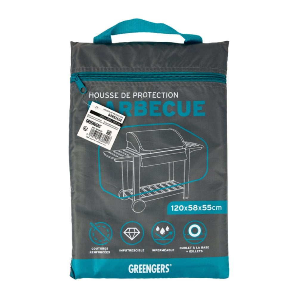 Housse barbecue grise Ø210 mm 120 x 58 x 55 cm - RUECAB