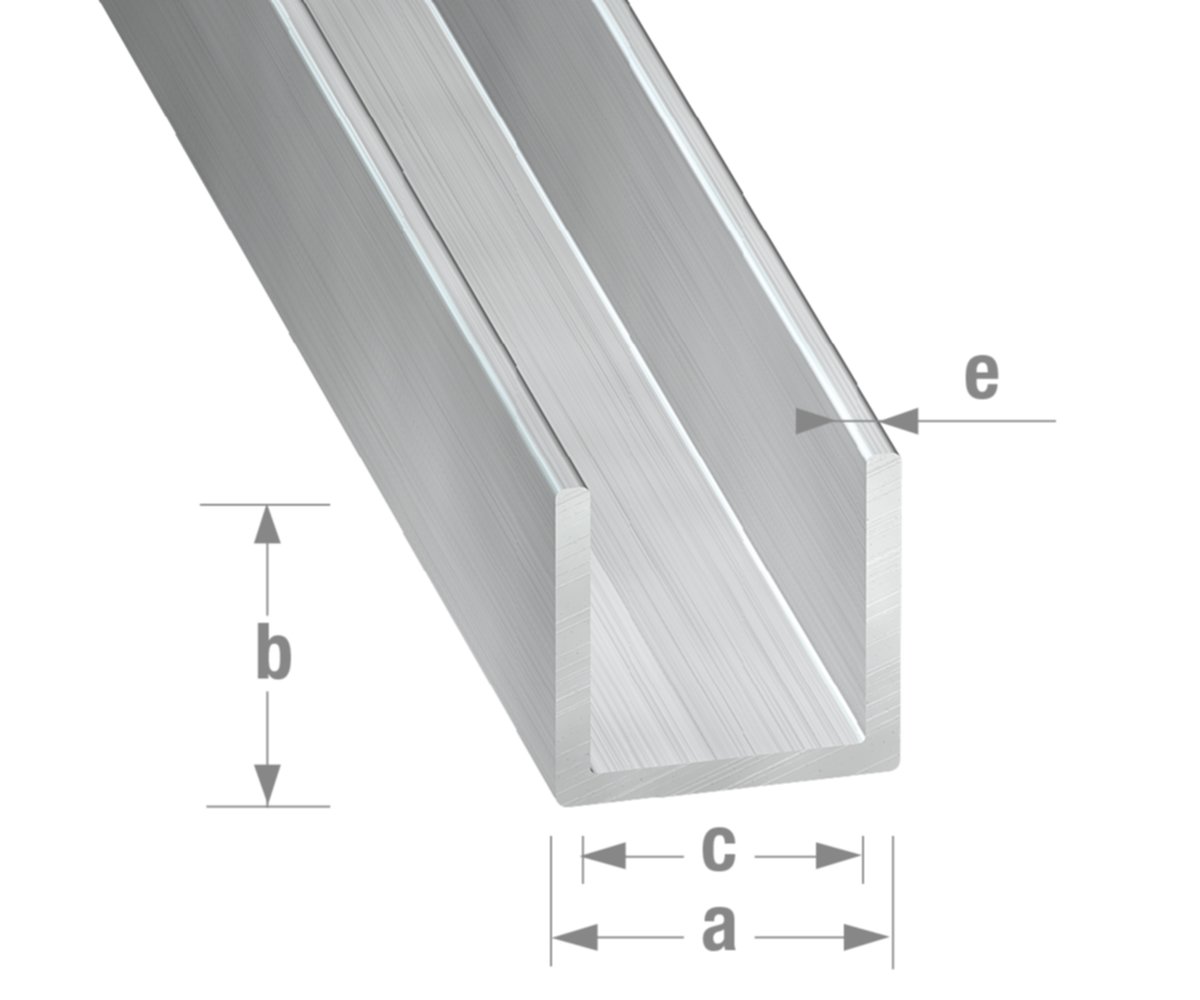 Profilé U alu brut 15 x 15 x 15 x 1,5 mm int.12 2m - CQFD