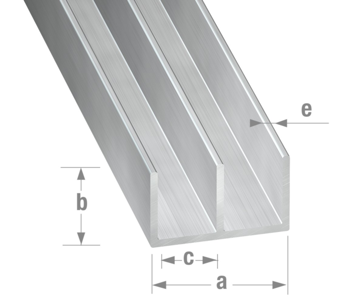 Profilé double U alu brut 10 x 16 x 10 x 1,3 mm int.6 1m - CQFD