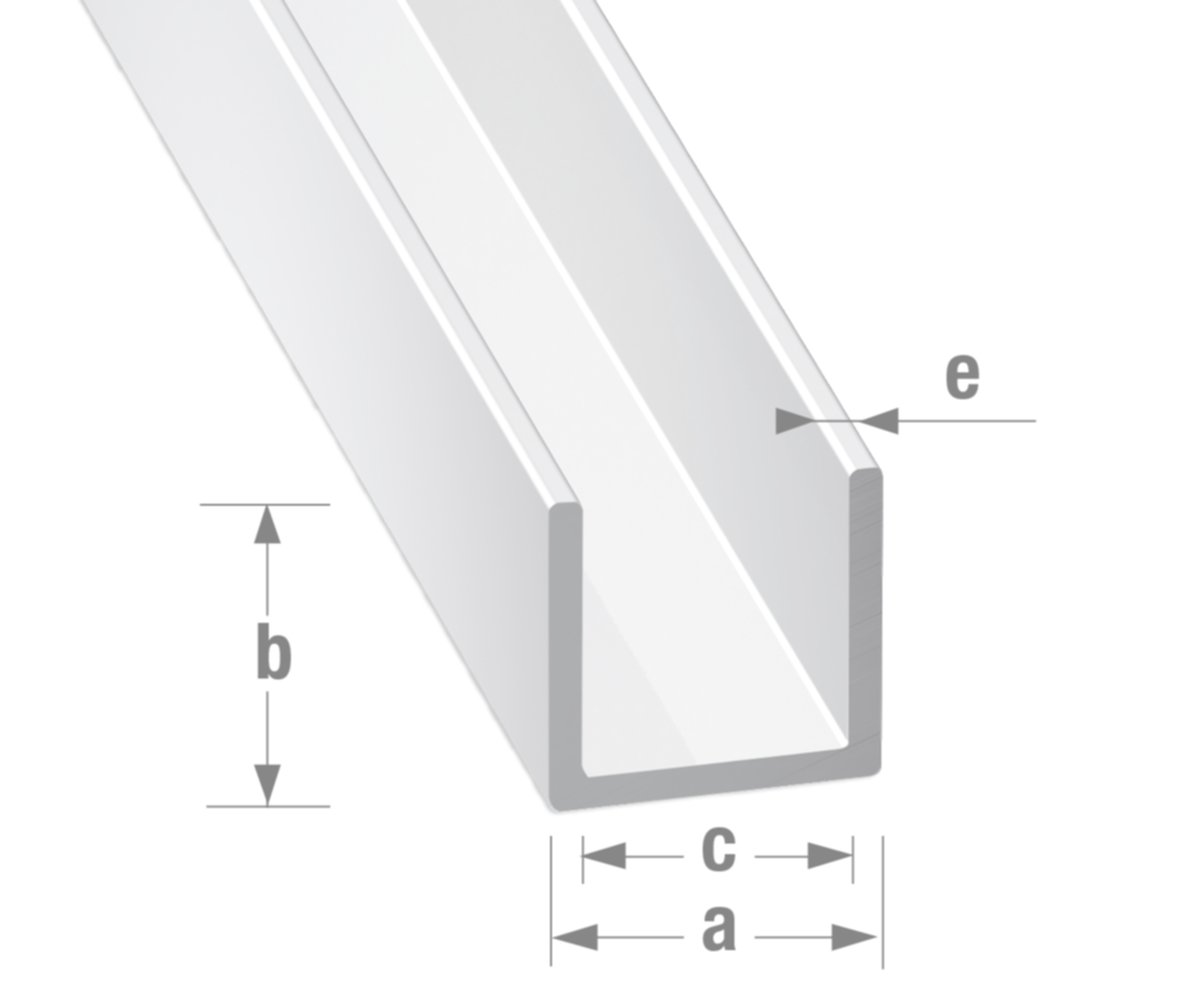 Profilé alu laqué U blanc 15 x 15 x 15 x 1,5 mm int.12 2m - CQFD