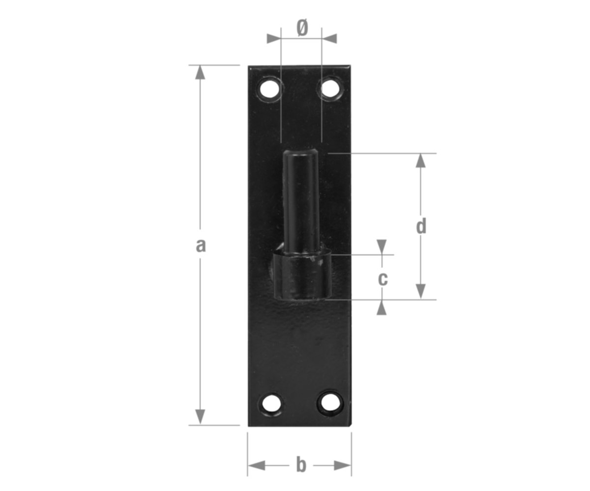 Gond platine bout carré D16 x 150 mm noir - CQFD