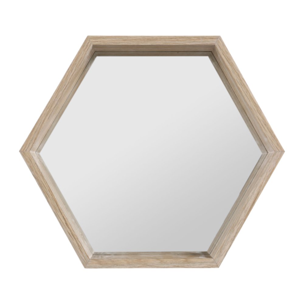 Miroir hexagonal 25,5 x 4 x 29,5 cm bois naturel - OSTARIA