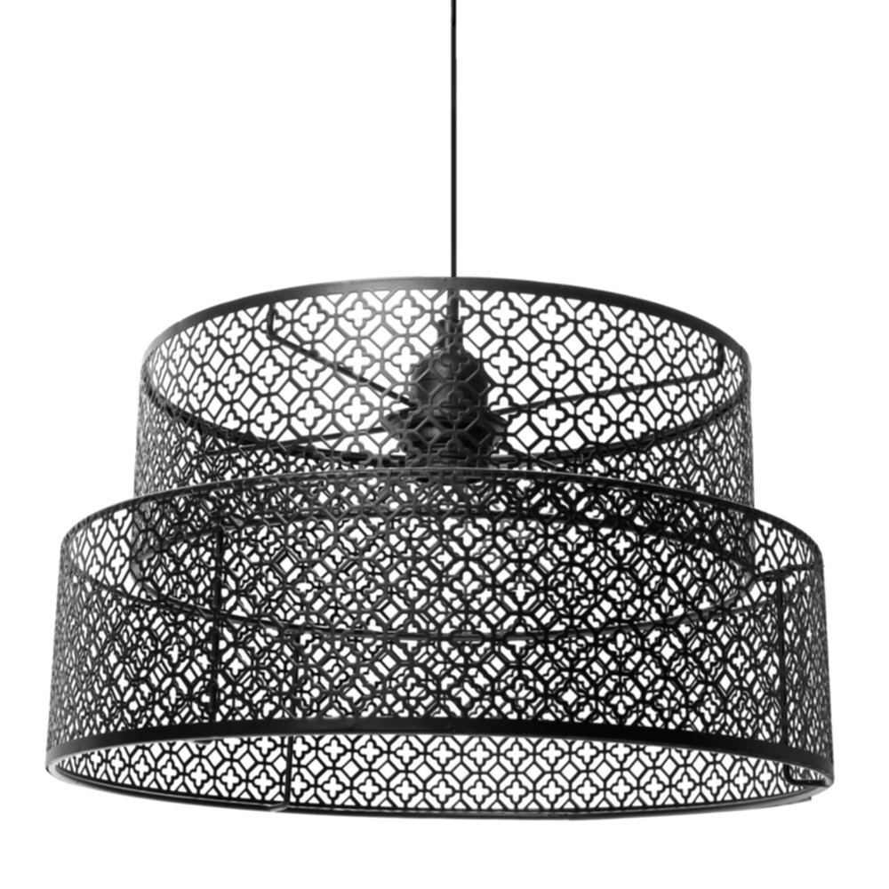 Suspension gigogne ajourée Ø34,5 x H20 cm métal noir - OSTARIA