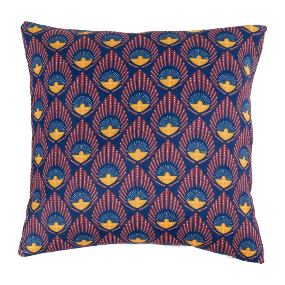 Housse de coussin carrée Kasaï 40 x 40 cm bleu - OSTARIA