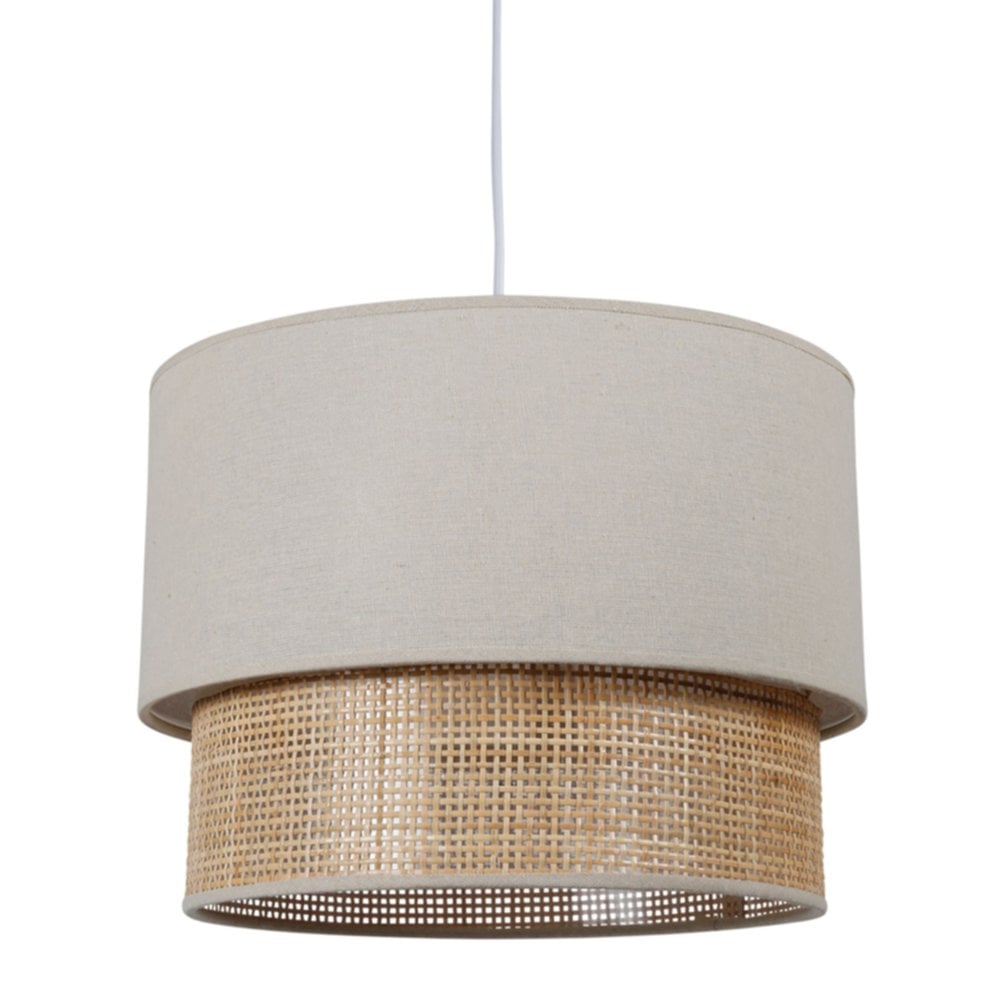 Suspension gigogne en rotin tissu beige Ø35 x H26 cm - OSTARIA