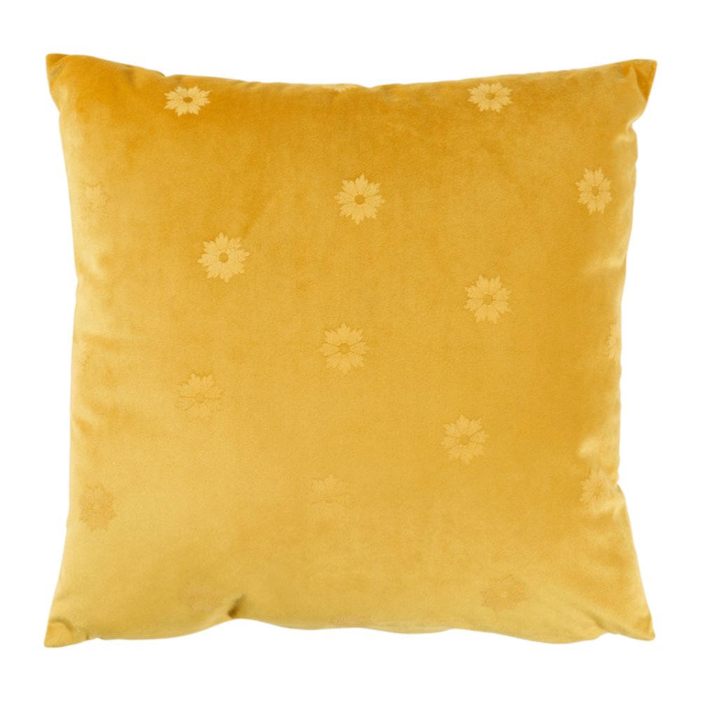 Coussin Paquerettes velours 45 x 45 cm moutarde - OSTARIA