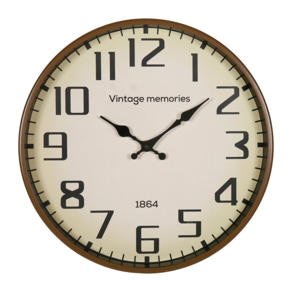 Horloge métal Memories Ø30 cm marron - OSTARIA