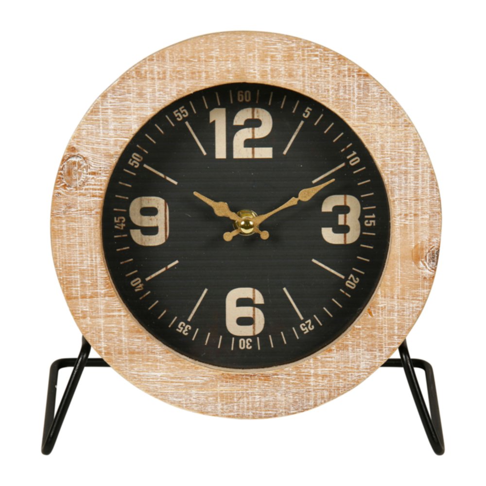 Horloge à poser bois métal Ø20 cm noir - OSTARIA