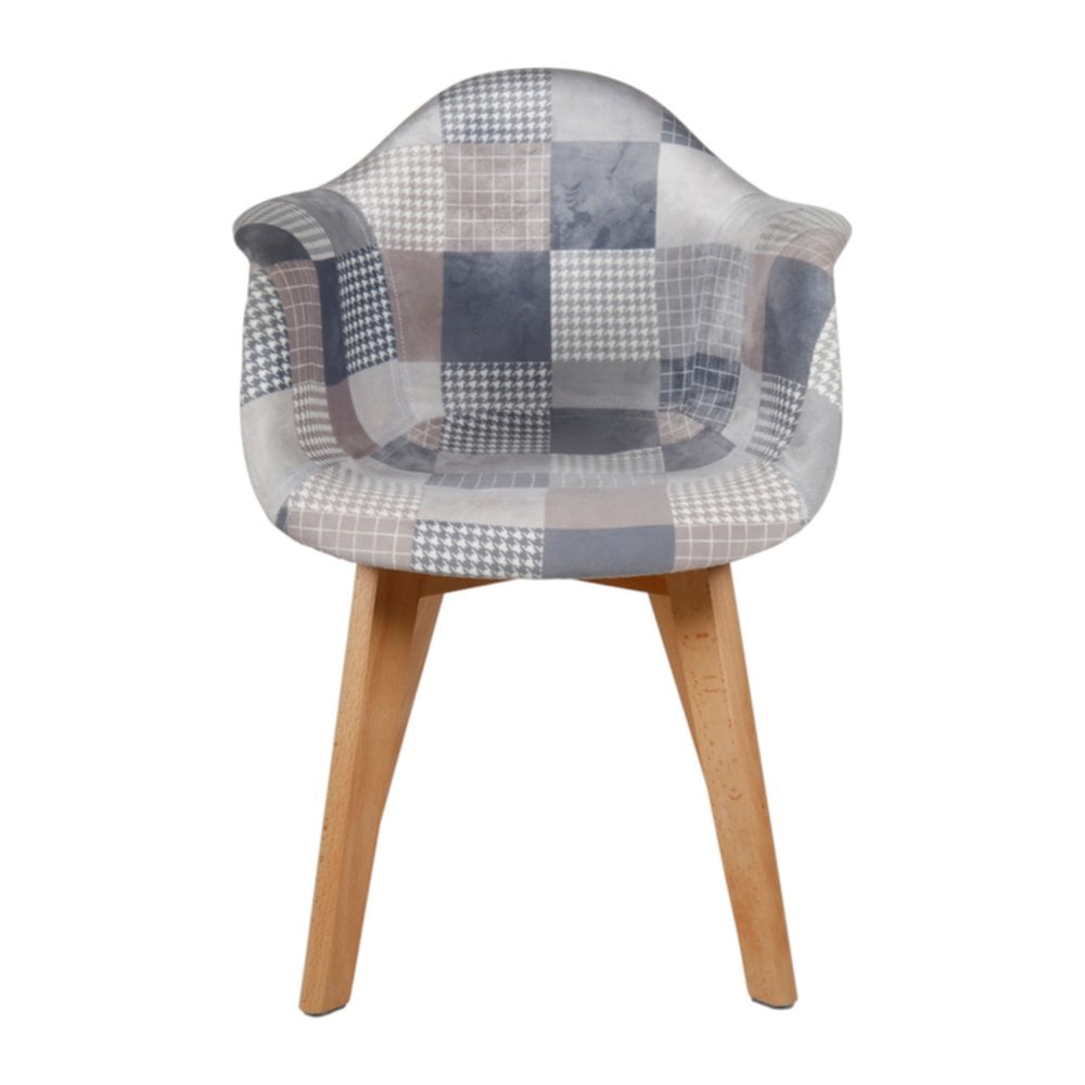 Fauteuil Ernest patchwork 42 x 40 x 58 cm gris - OSTARIA