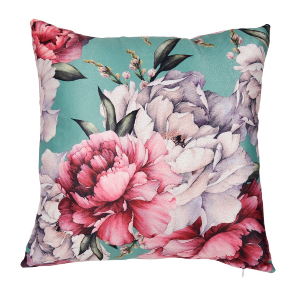 Housse de coussin carrée Roses 40 x 40 cm vert - OSTARIA