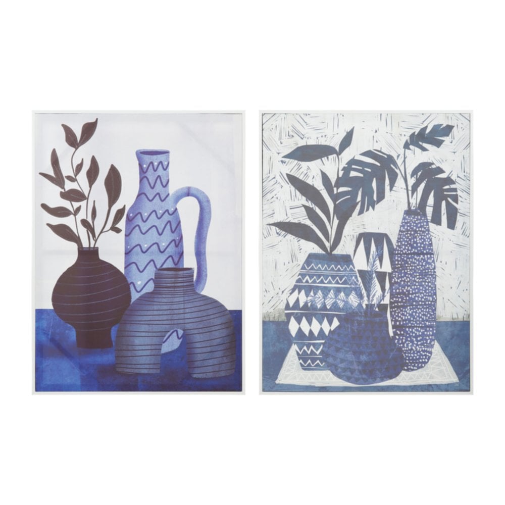 Toile encadrée Blue vases 60 x 80 cm 2 assortis - OSTARIA