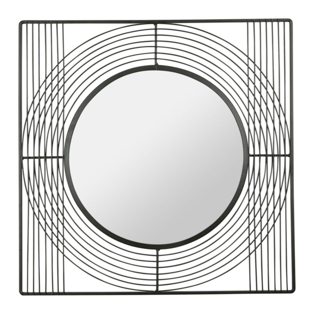Miroir carré métal Ø45 cm noir - OSTARIA