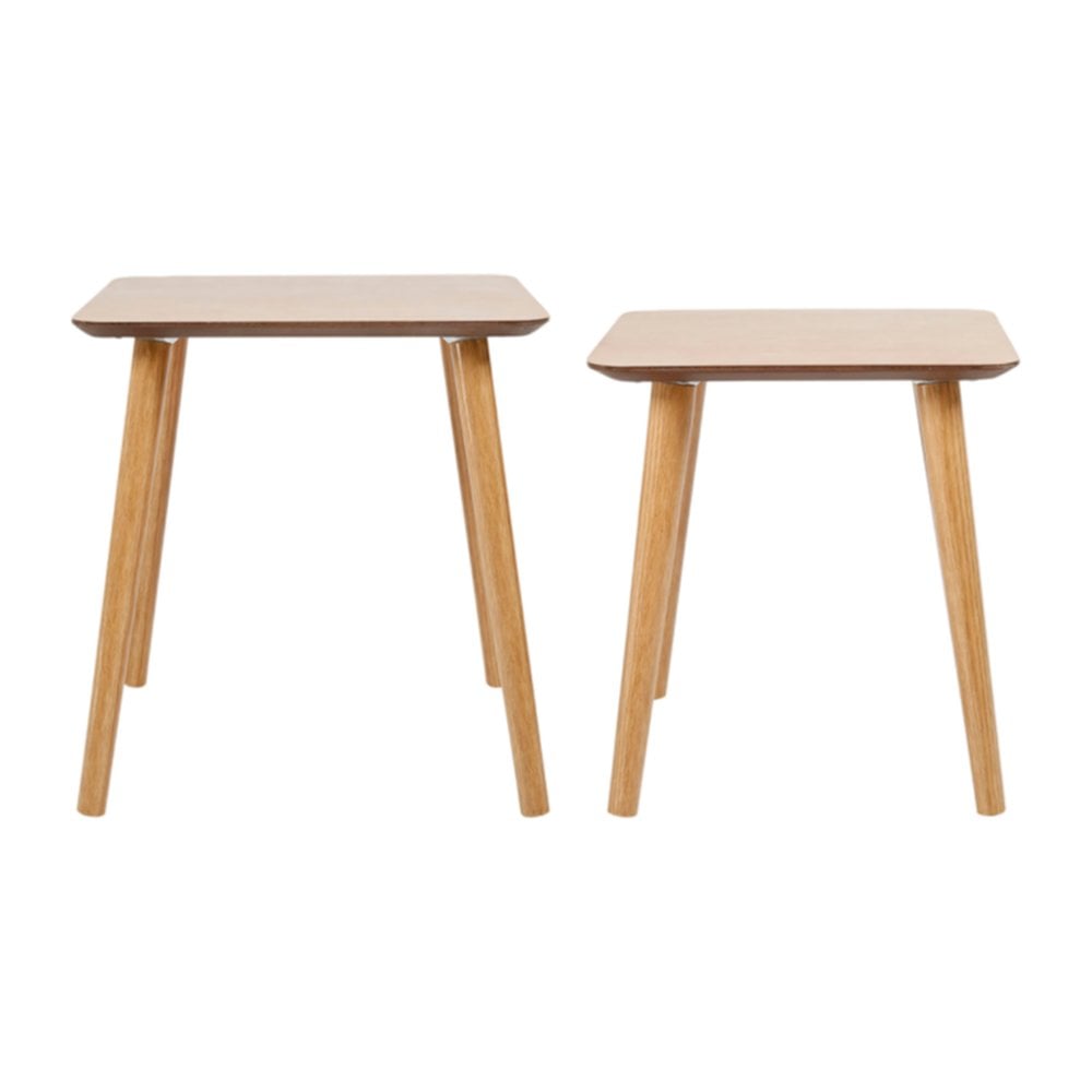 Lot de 2 tables d'appoint carré bois naturel 40 x 40 x 43 cm - OSTARIA