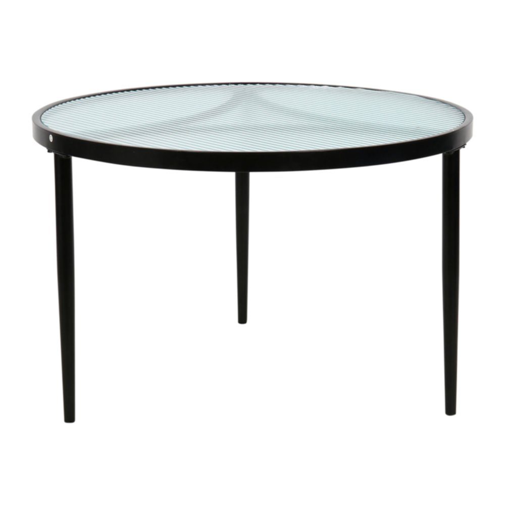 Table Basse Verre Berlin Noire Pieds Métal 42x65x65cm