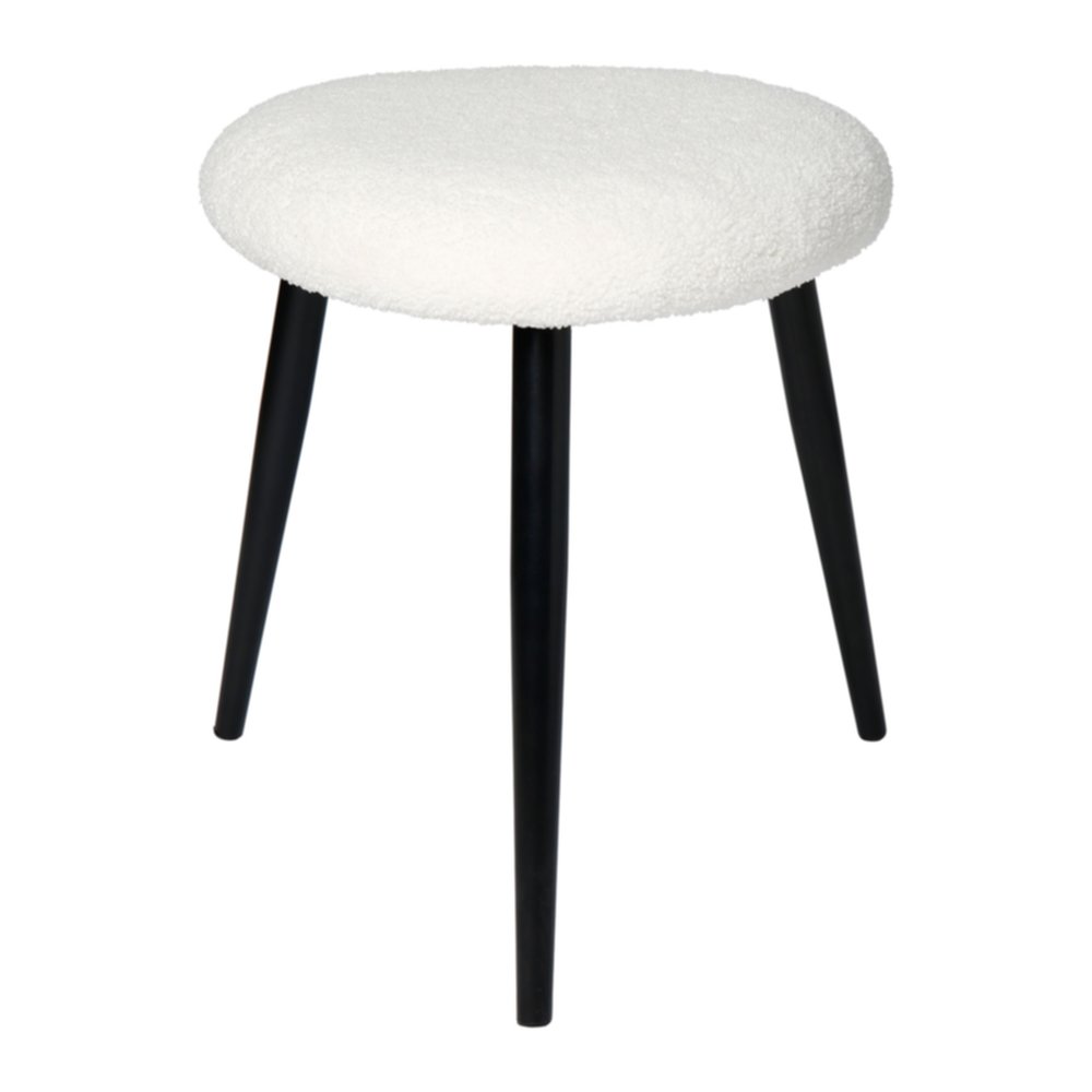 Tabouret Bouclette Blanc Pieds Métal Aries 40x35x35cm