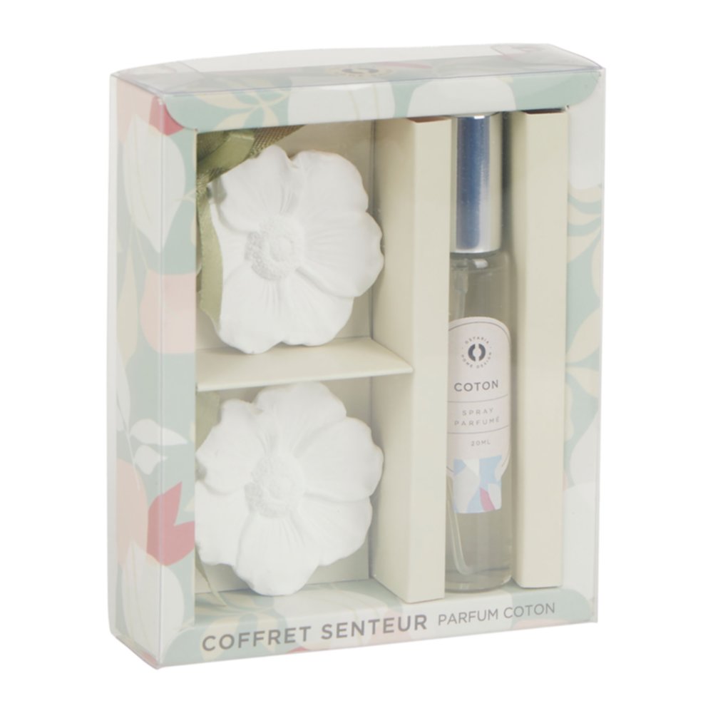 Coffret spray d'ambiance parfum coton avec 2 plâtres - OSTARIA