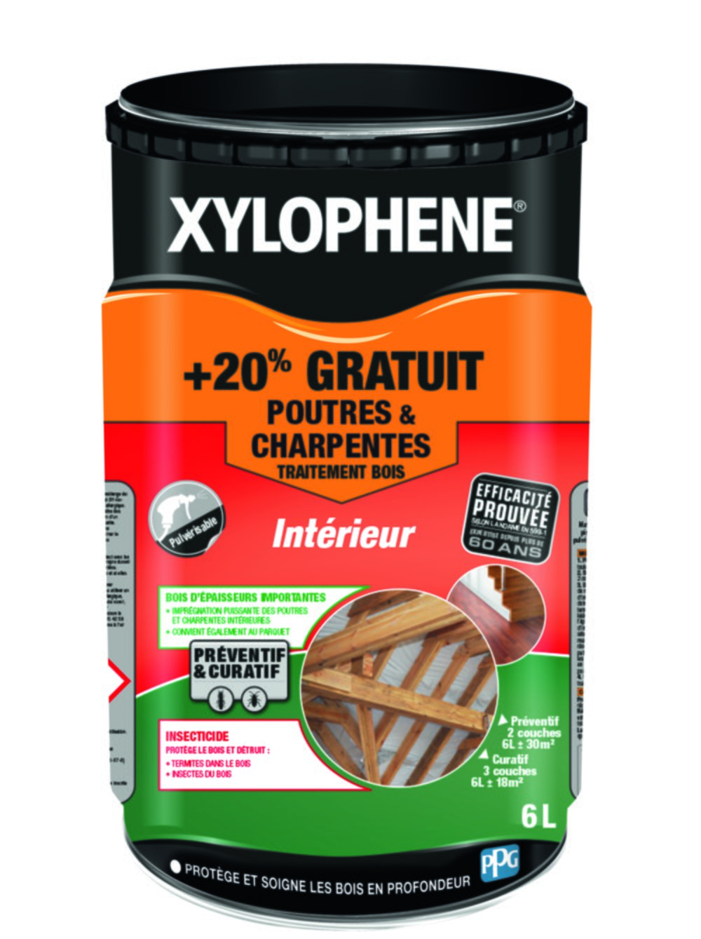 Traitement poutres et charpentes 5L+20% - XYLOPHENE