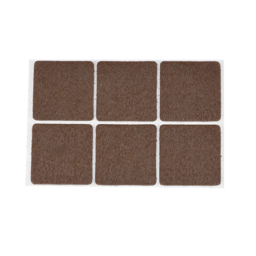 6 Patins carré adhésifs Feutre brun 32 x 32 mm - CIME