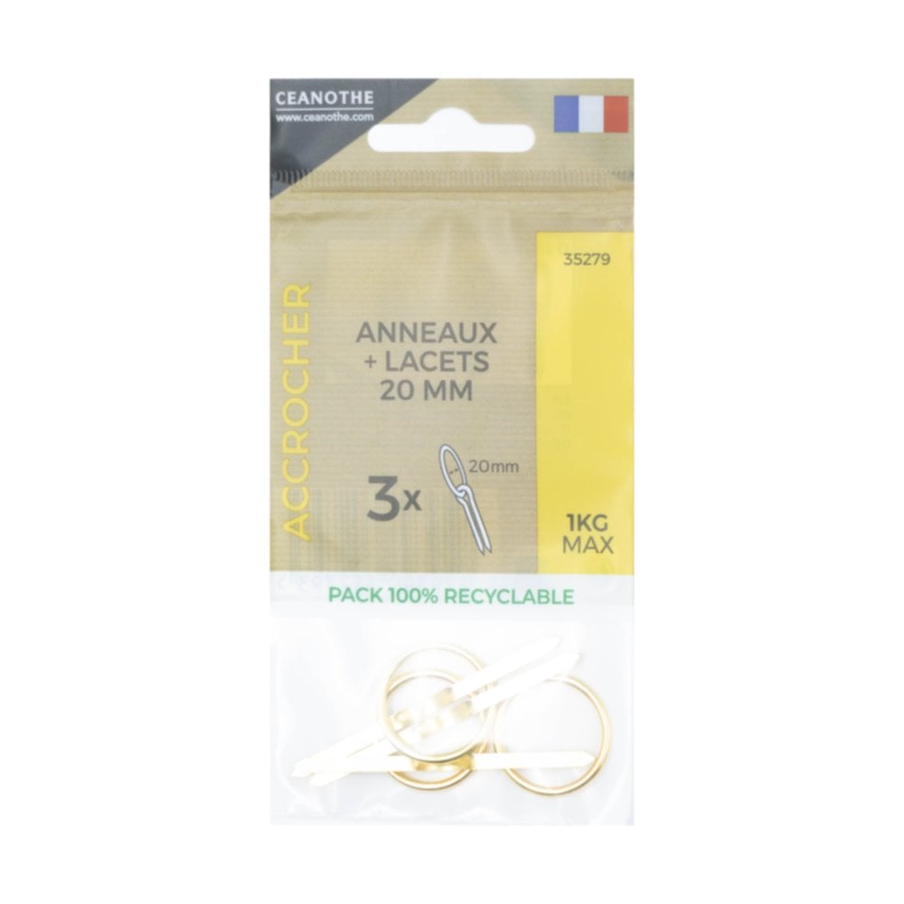 Sachet 3 anneaux lacets 20mm - CEANOTHE