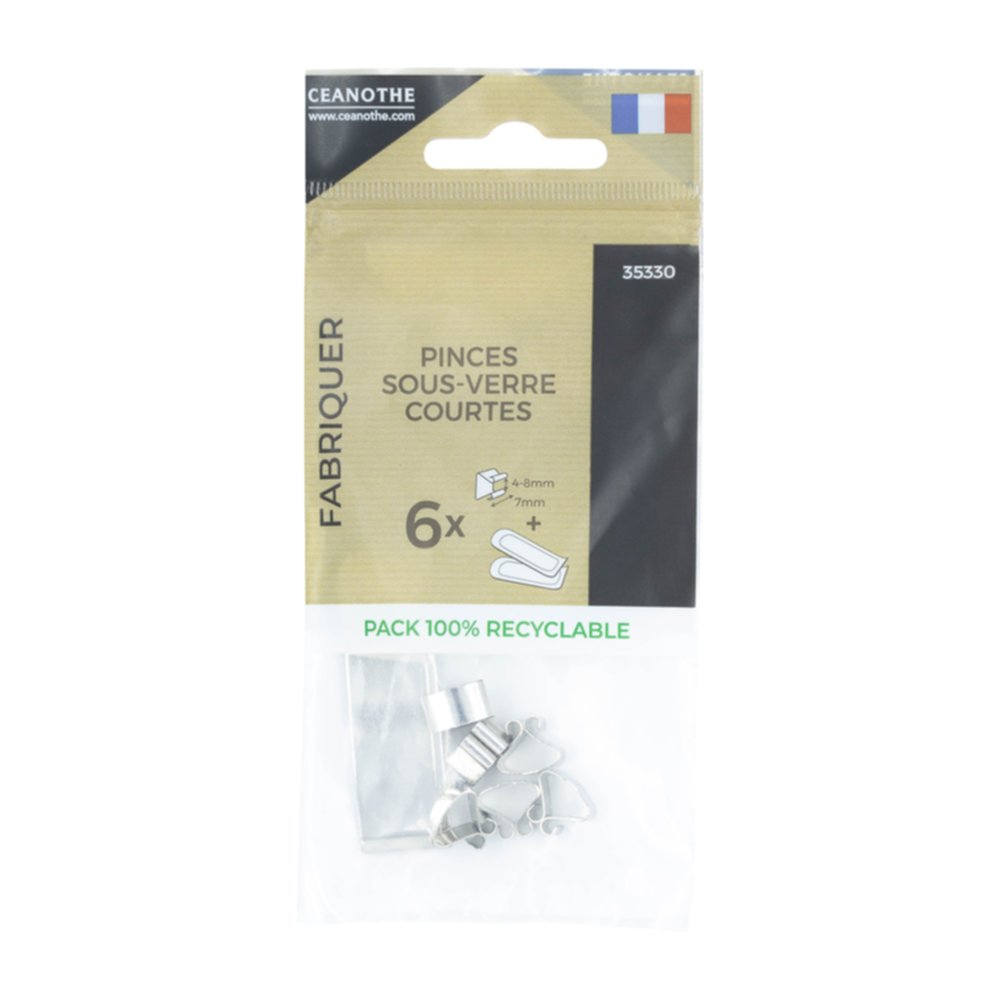 Sachet 6 pinces sous verre courte 4-8mm - CEANOTHE