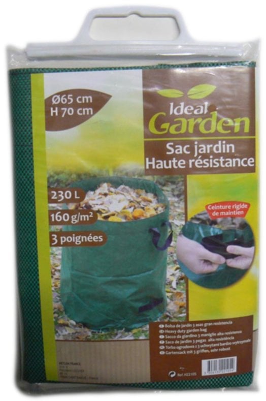 Sac jardin haute résistance 3 poignées 230 L 65 x 70 cm - IDEAL GARDEN