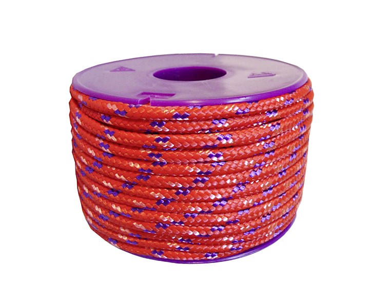 Drisse polypropylène rouge fil lilas/rose fluo ø4mm longueur :27m  