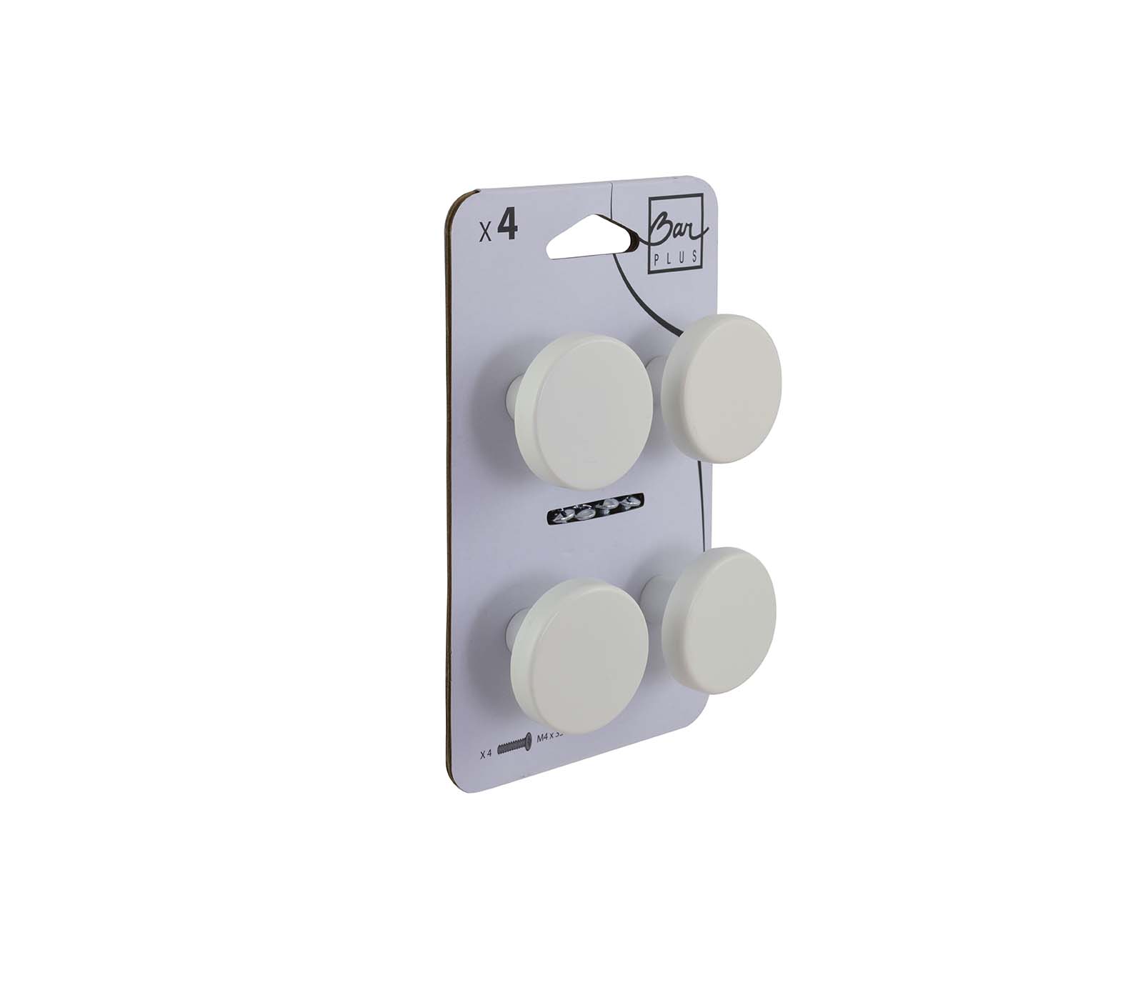 Set de 4 boutons de meuble rond acier blanc - BAR PLUS