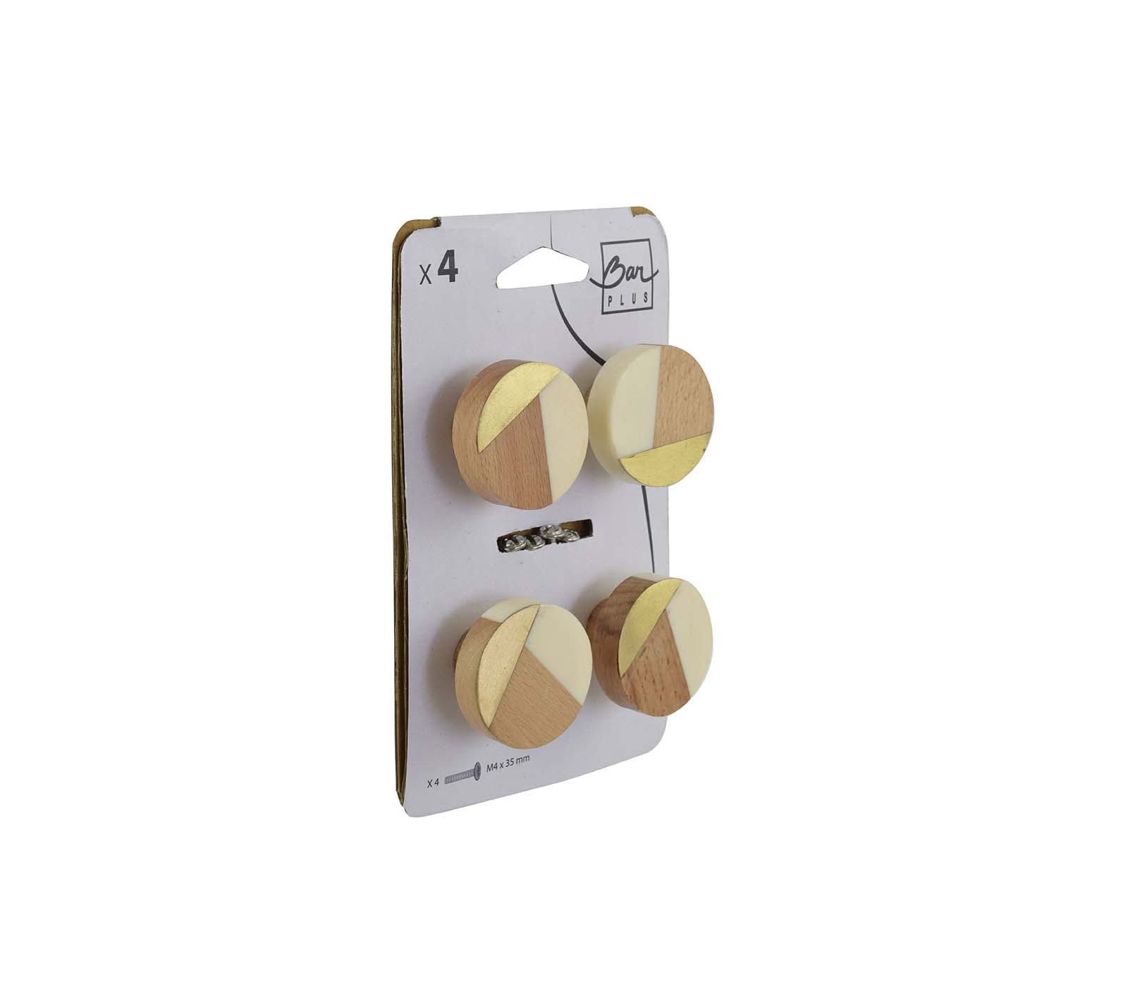 Set de 4 boutons de meuble rond blanc résine - BAR PLUS