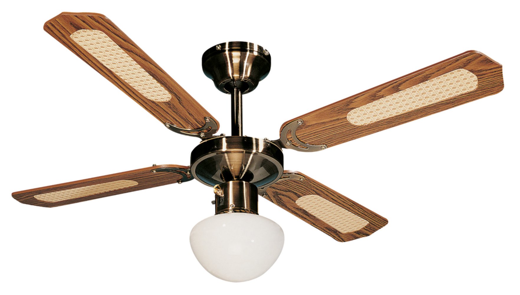 Ventilateur de plafond 3 vitesses + lampe Bali bois - FARELEK