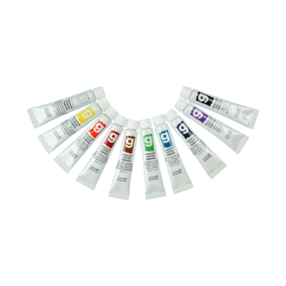 12 tubes de gouaches 12 mL en boîte - HOMEA