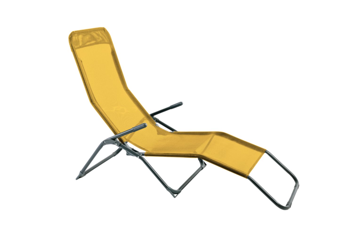 Chaise longue en acier gris foncé/texaline jaune solaire