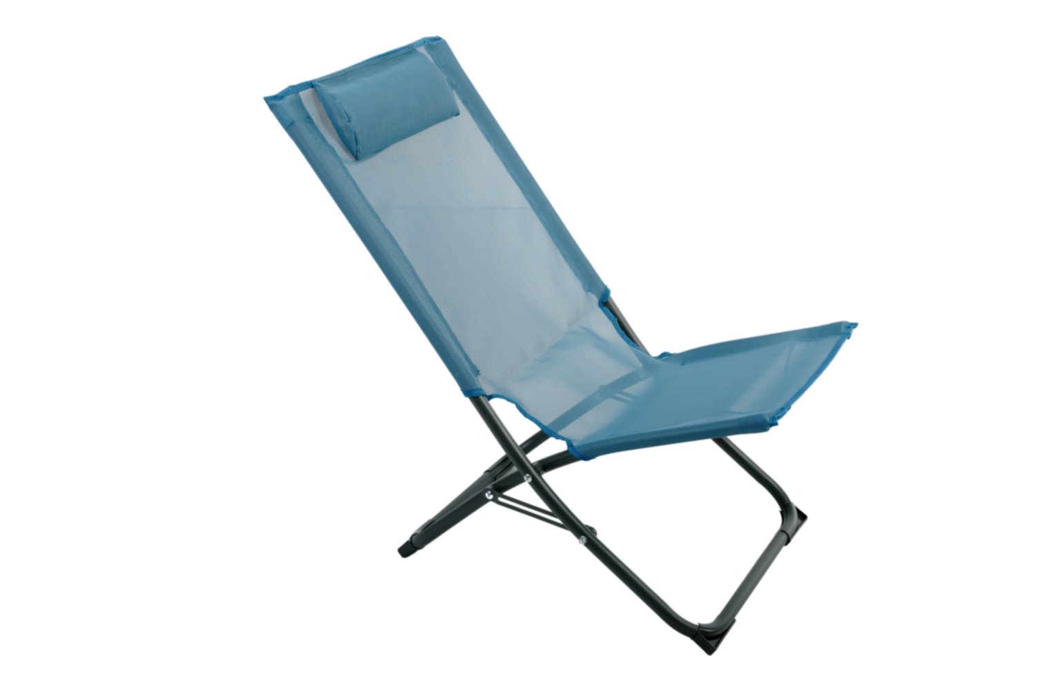 Chaise relax Naiade en acier gris foncé/texaline bleu acier