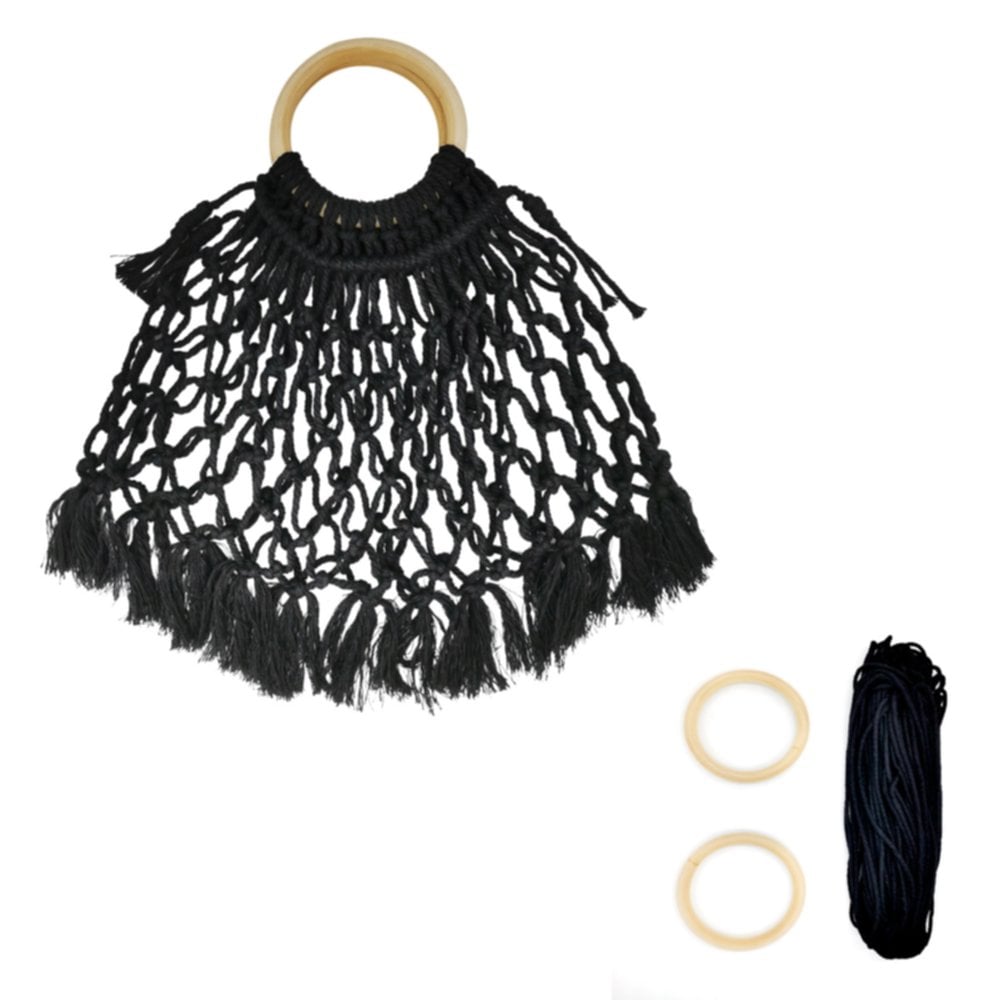 Kit tote bag filet macramé à fabriquer noir - HOMEA