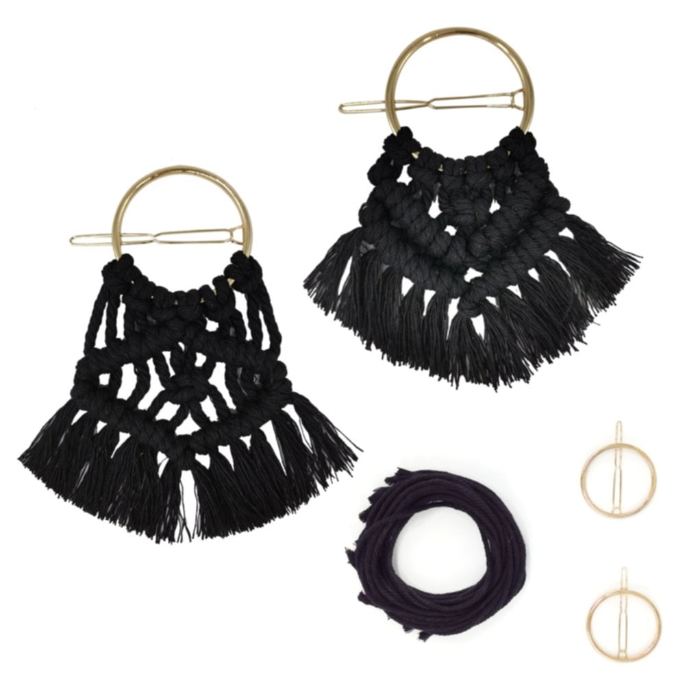 Kit 2 barettes cheveux macramé à fabriquer noir - HOMEA