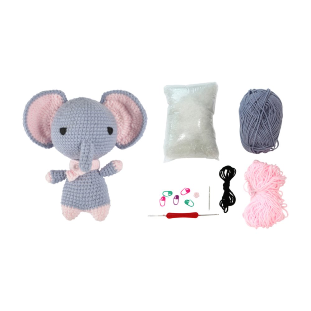 Kit complet crochet Armand l'éléphant H17 cm - HOMEA