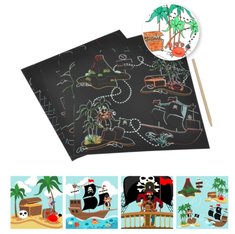 4 cartes à gratter Pirate 20 x 20 cm - HOMEA