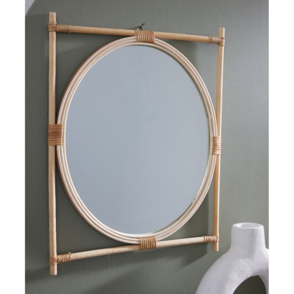 Miroir rond avec rectangle Matisse 45 x 45 cm naturel - TODAY