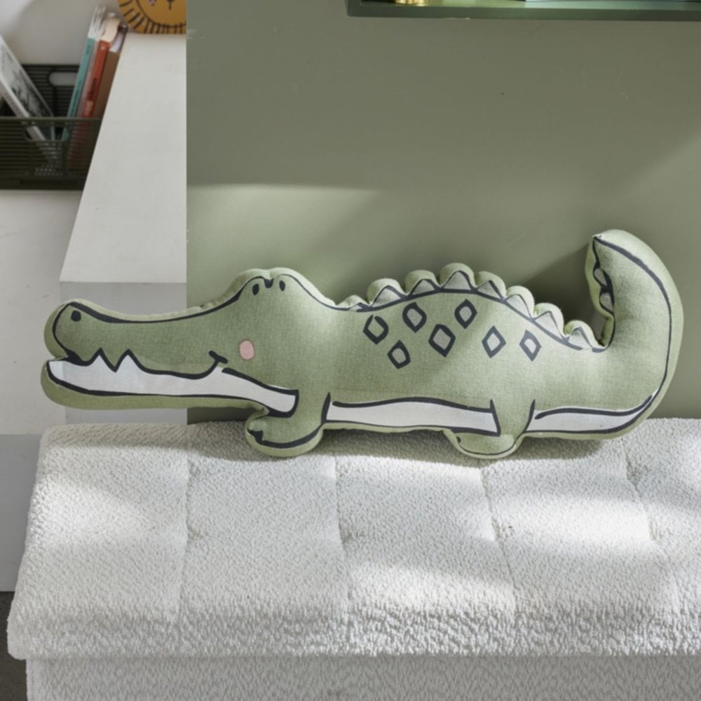 Coussin Croco Le roi de la jungle 65 x 25 cm coton - TODAY 