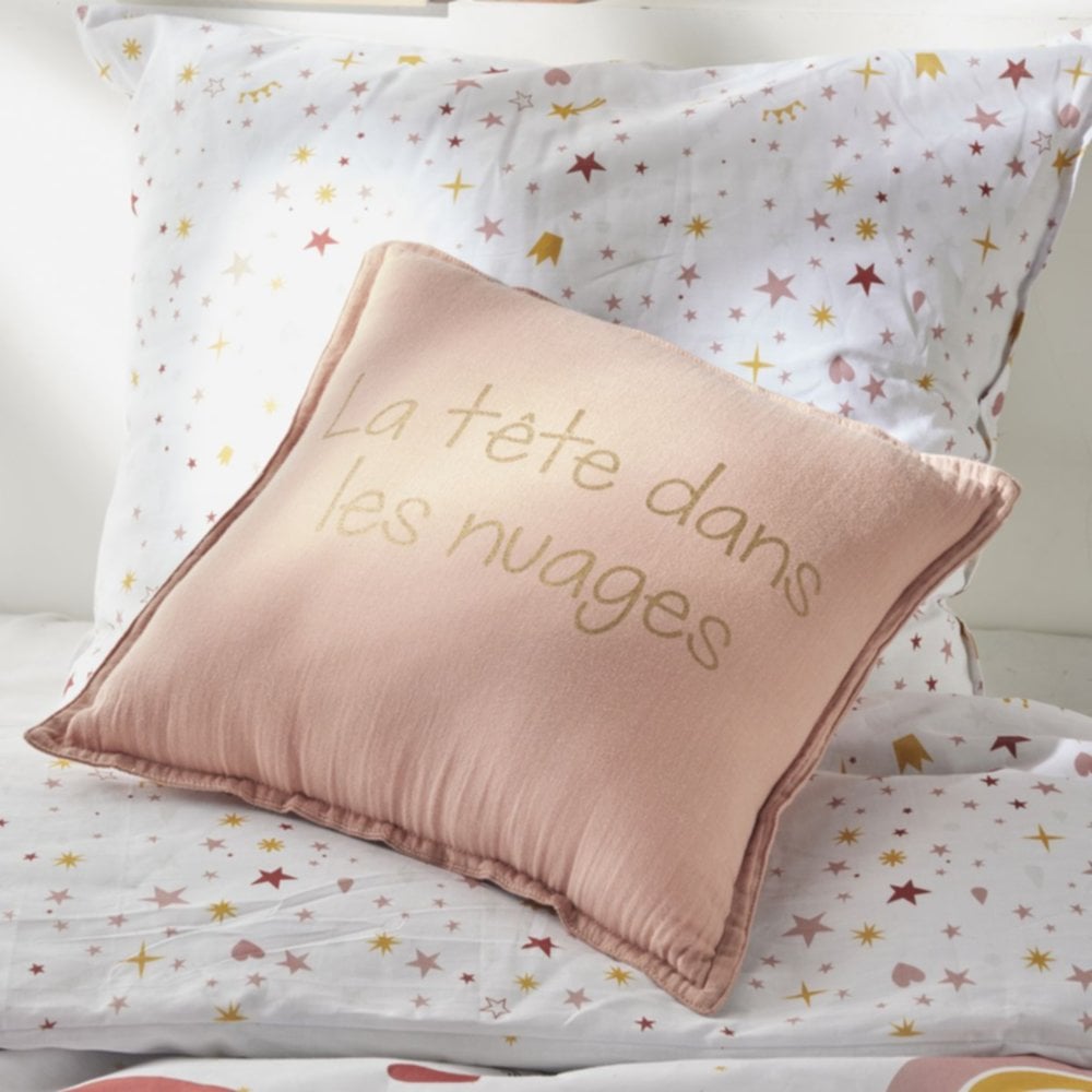 Coussin gaze de coton 40 x 40 cm rose/gold - TODAY 