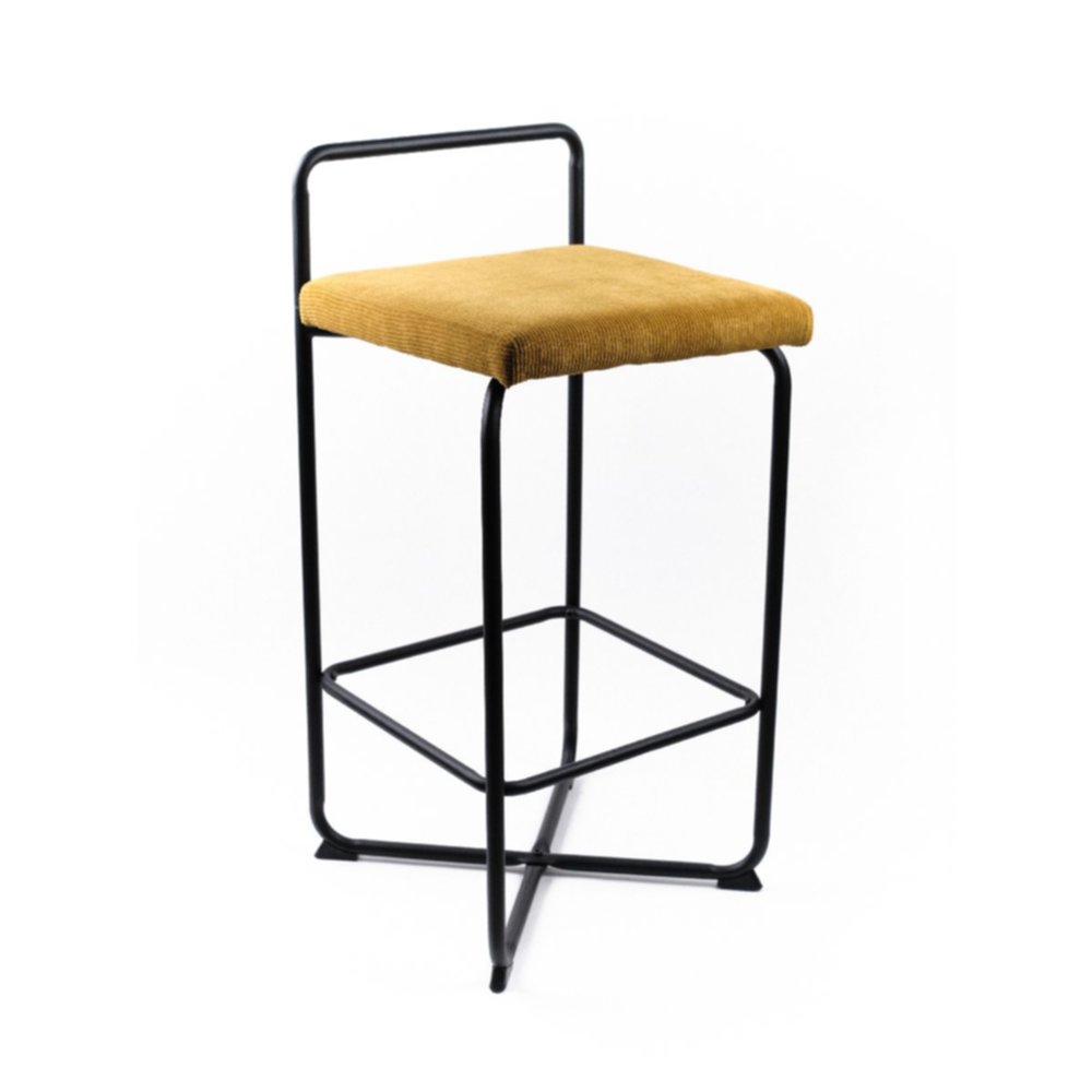 Tabouret de bar Bronze  40 x 40,5 x 85,5 cm velours moutarde - TODAY