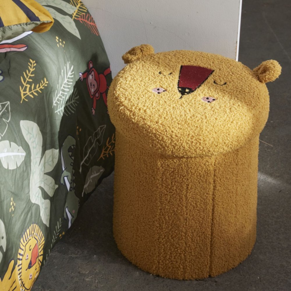 Pouf pliable Lion Le roi de la jungle Ø34 x H44 cm - TODAY